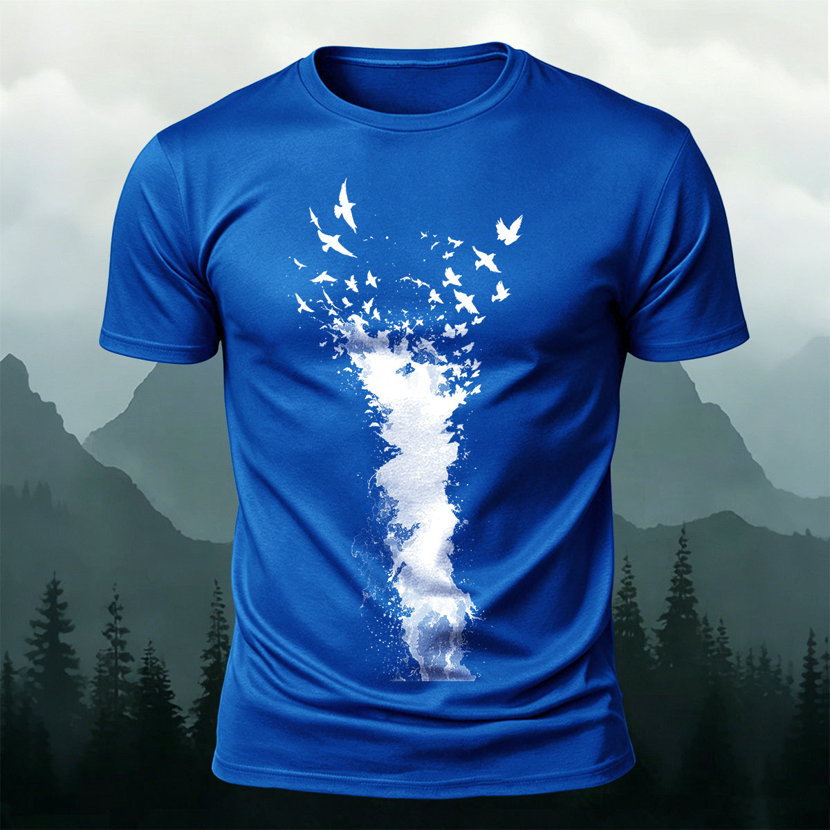 Splash Art Birds Wildlife Premium Cotton T-Shirt