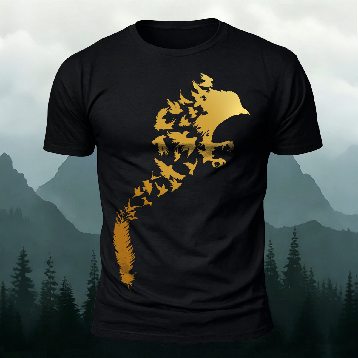 Creative Raven Silhouette Graphic Premium Cotton Tee