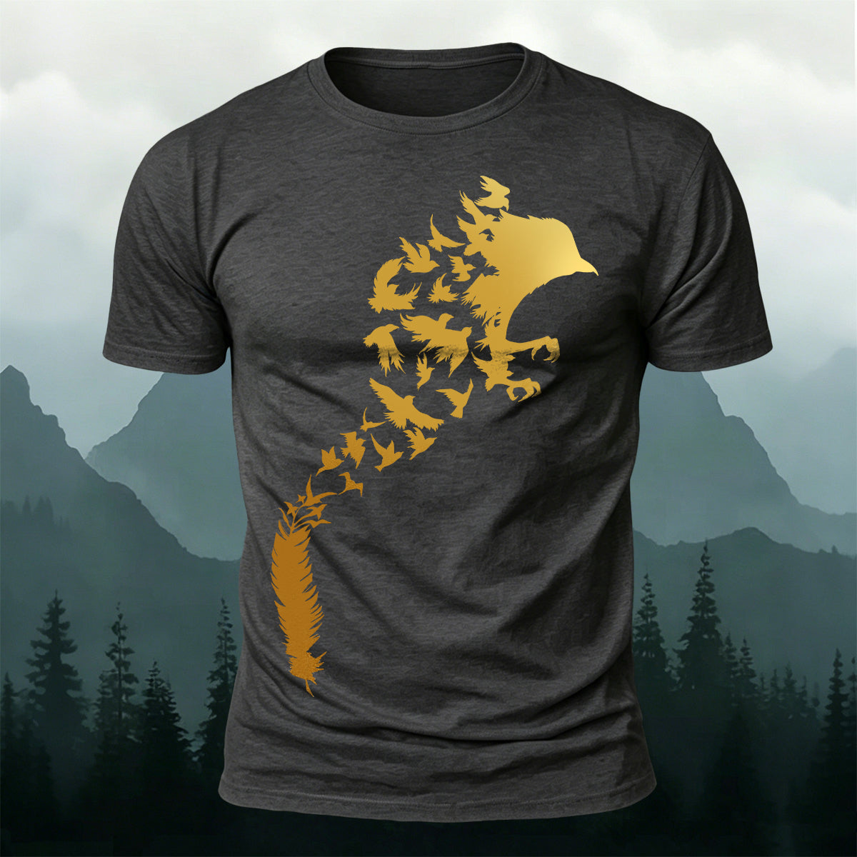 Creative Raven Silhouette Graphic Premium Cotton Tee