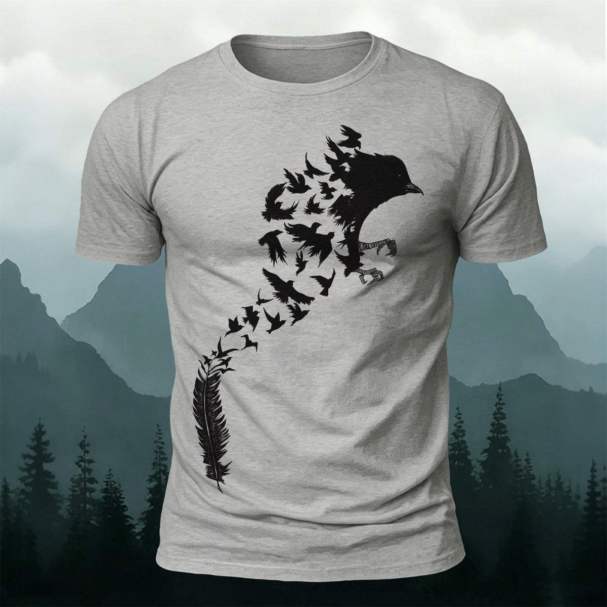 Creative Raven Silhouette Graphic Premium Cotton Tee