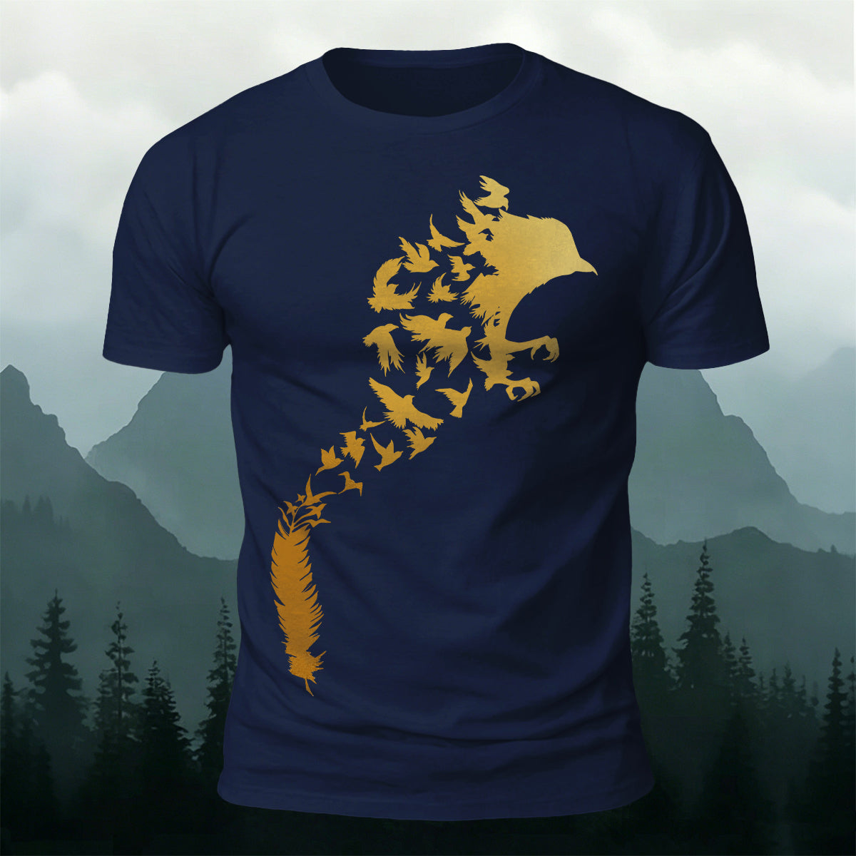 Creative Raven Silhouette Graphic Premium Cotton Tee