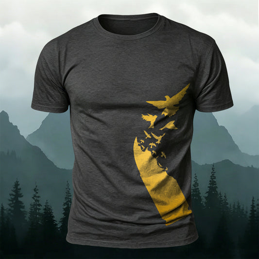 弾丸が鳥に変わるプレミアムコットンカジュアルTシャツ