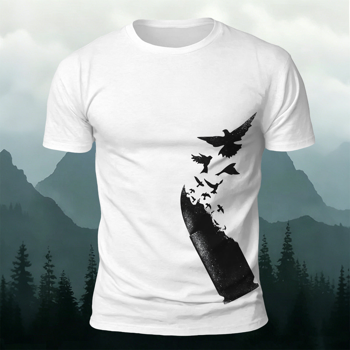Bullet Dissolve To Birds Premium Cotton Casual T-Shirt