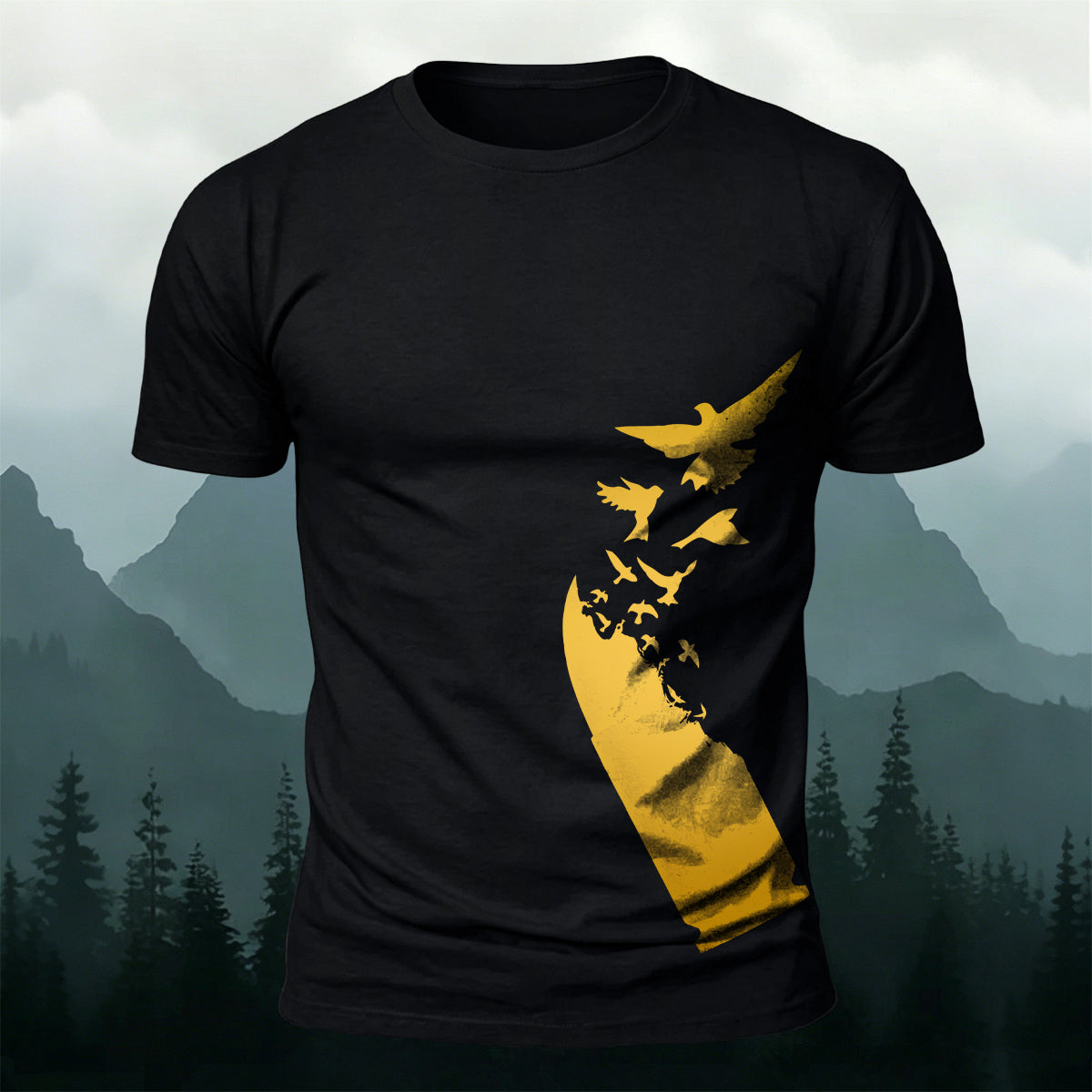 Bullet Dissolve To Birds Premium Cotton Casual T-Shirt