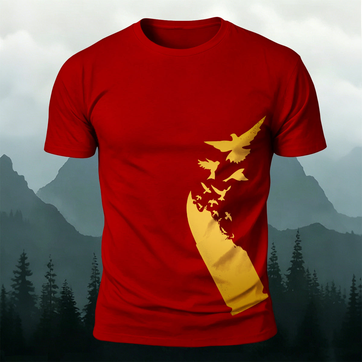 Bullet Dissolve To Birds Premium Cotton Casual T-Shirt