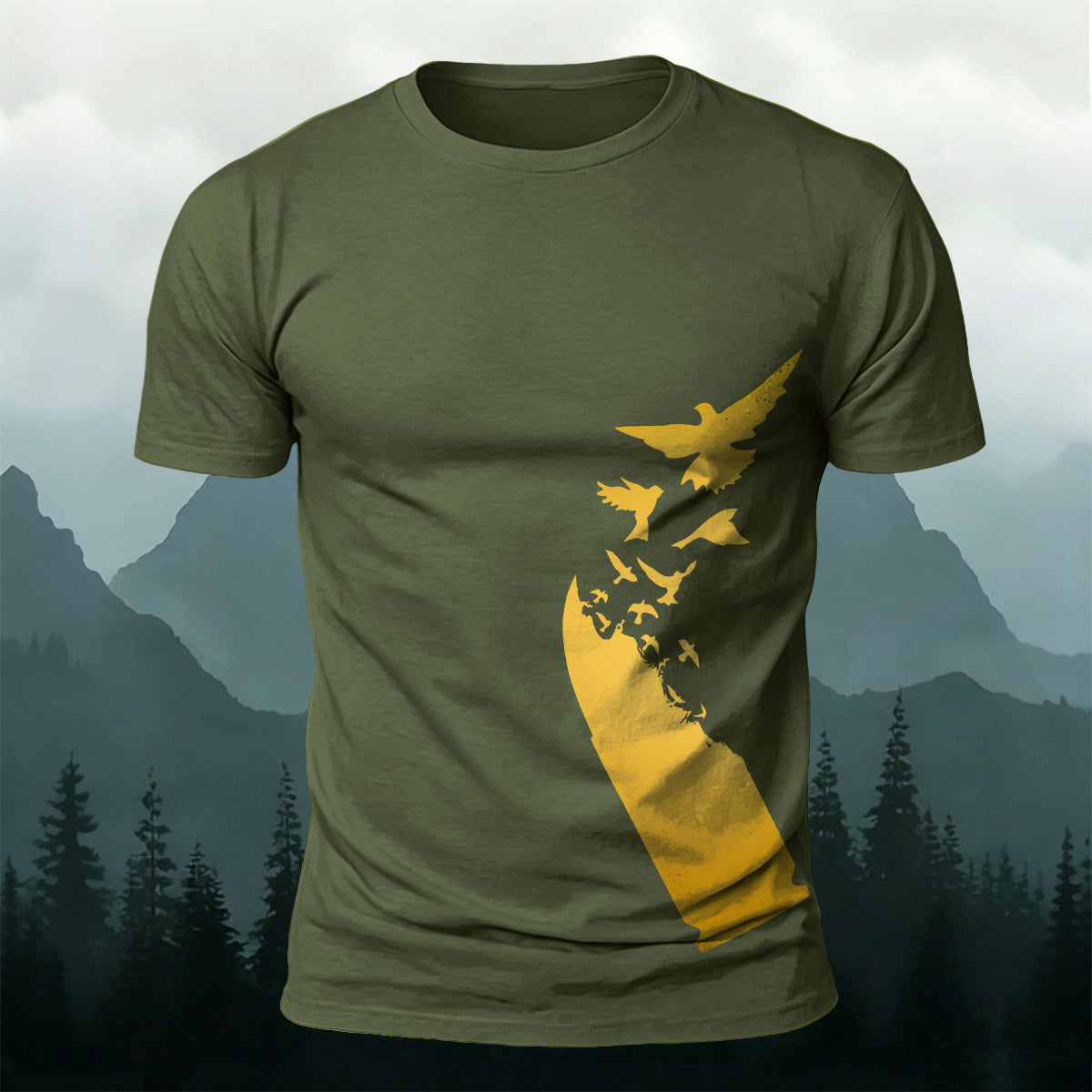 Bullet Dissolve To Birds Premium Cotton Casual T-Shirt