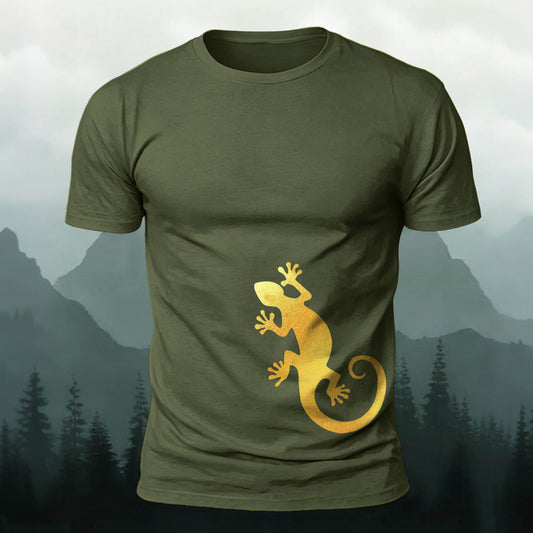 ミニマルなヤモリのネイチャープリント 肌に優しいTシャツ