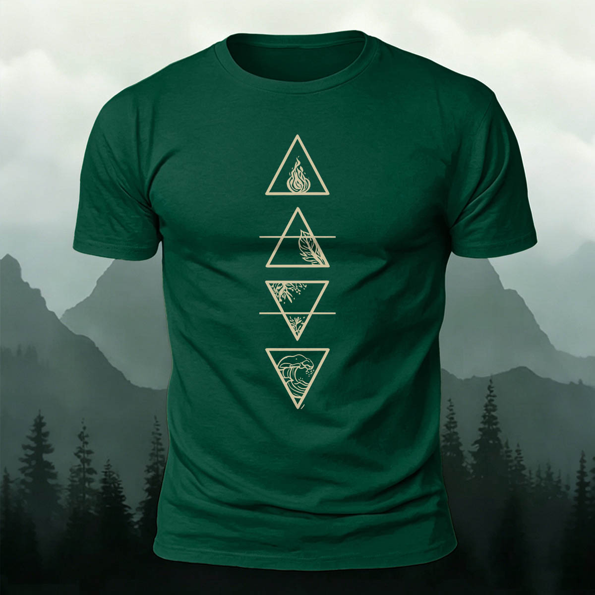 Four Elements Triangle Symbols Premium Cotton T-Shirt