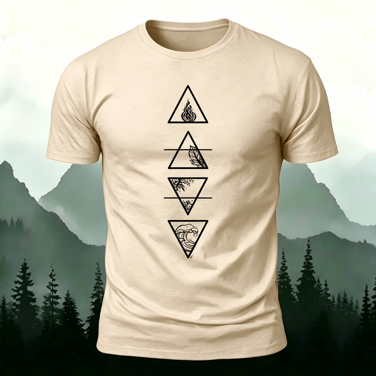Four Elements Triangle Symbols Premium Cotton T-Shirt