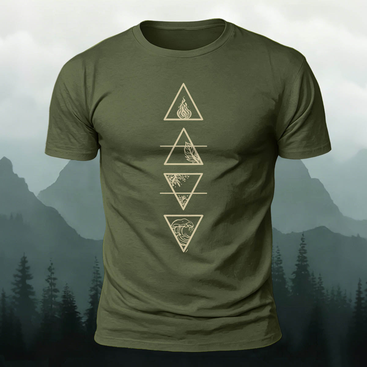 Four Elements Triangle Symbols Premium Cotton T-Shirt