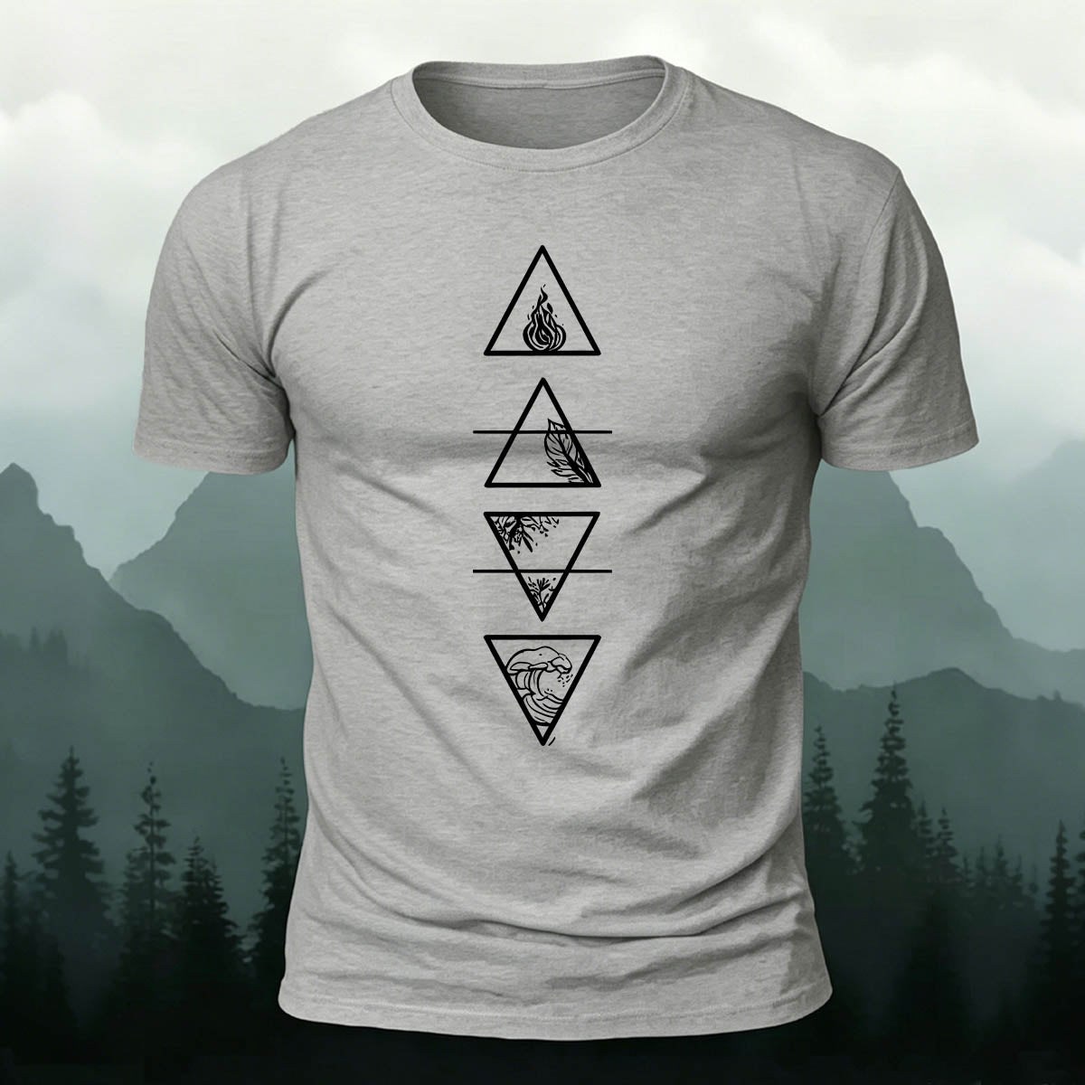 Four Elements Triangle Symbols Premium Cotton T-Shirt