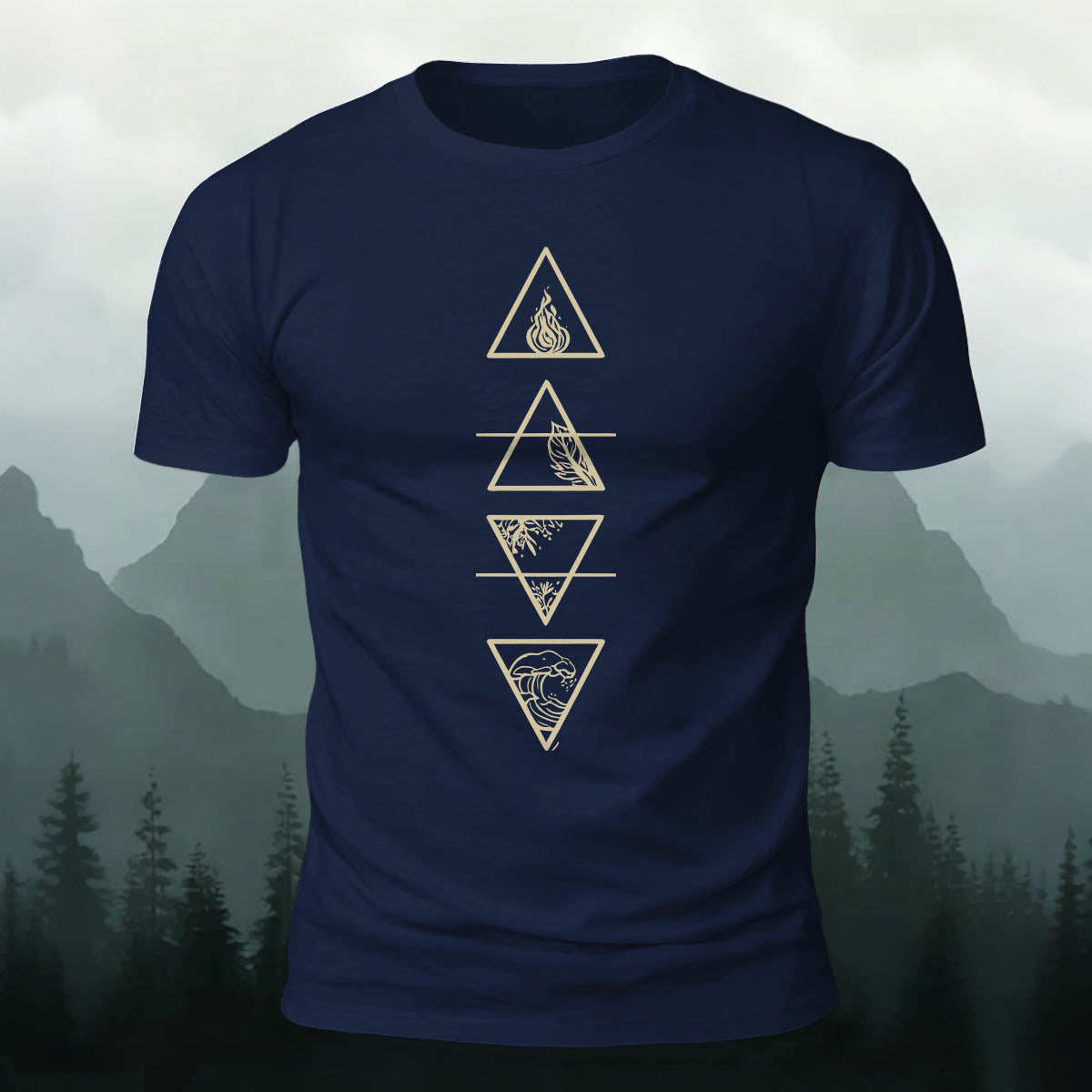 Four Elements Triangle Symbols Premium Cotton T-Shirt