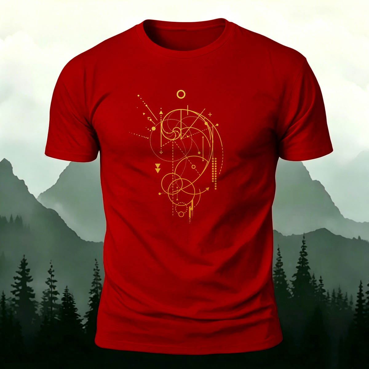 Geometric Spiral Star Map Premium Cotton Casual Tee