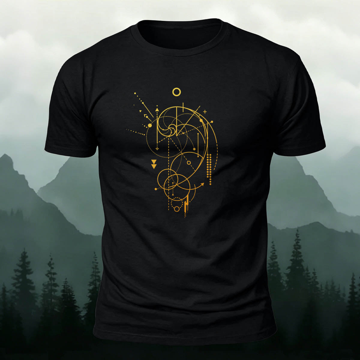 Geometric Spiral Star Map Premium Cotton Casual Tee
