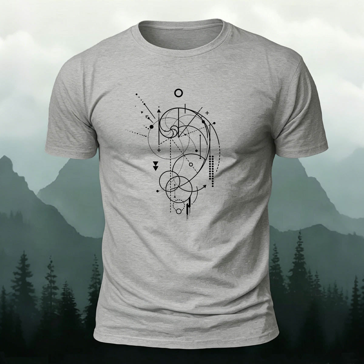 Geometric Spiral Star Map Premium Cotton Casual Tee