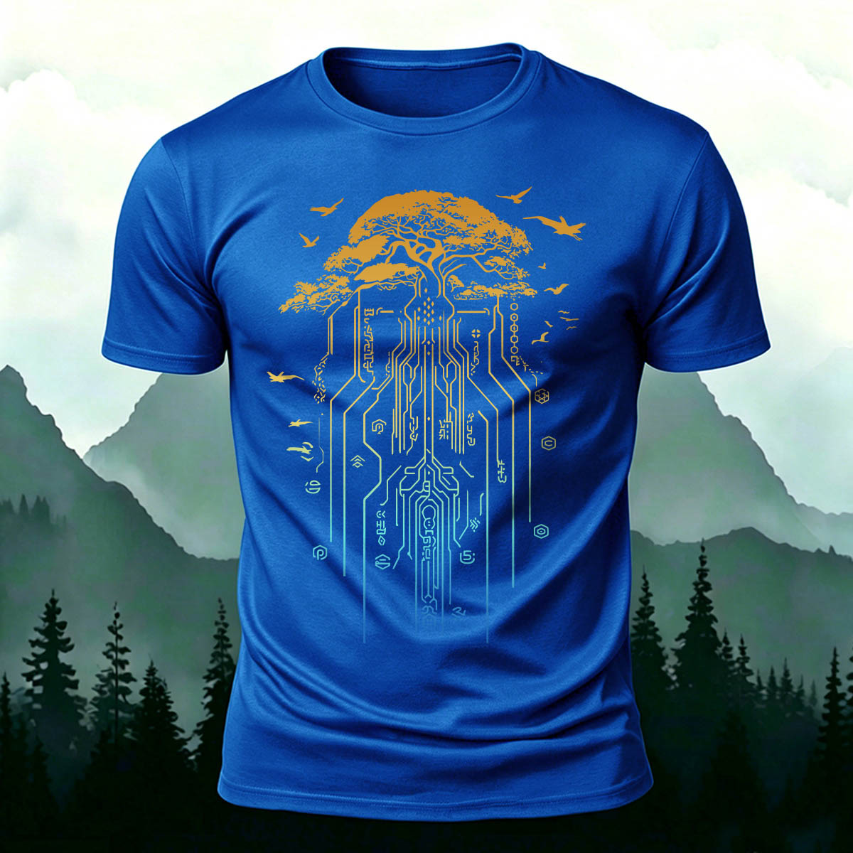 テック ネイチャー ツリー カジュアル プレミアム コットン Tシャツ