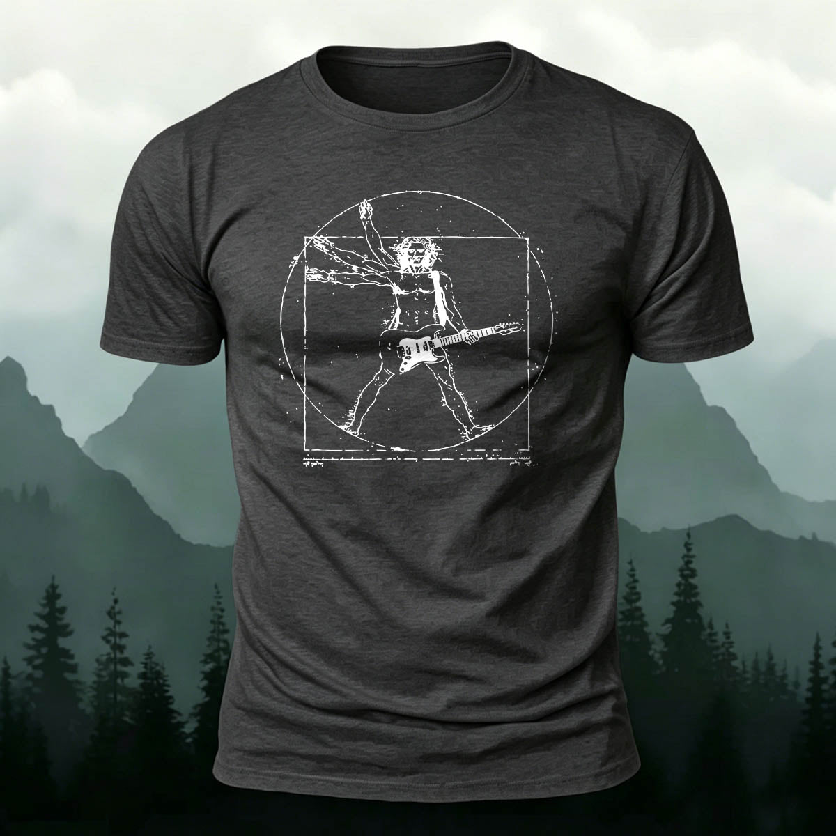 Vitruvian Man Guitar Rock Premium Cotton Tee