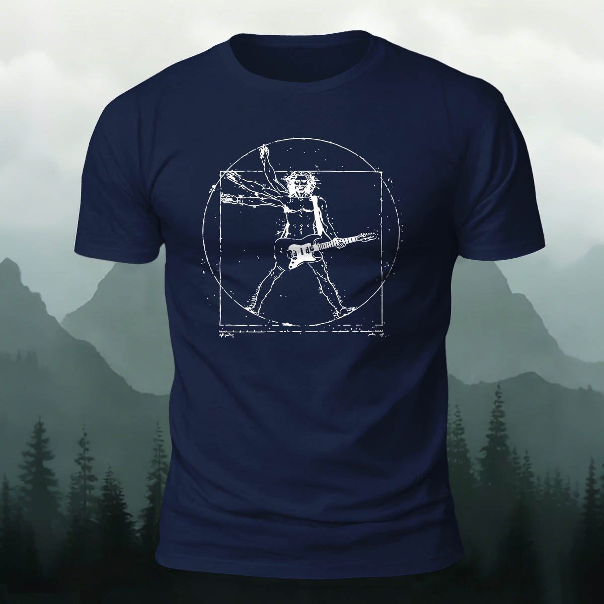 Vitruvian Man Guitar Rock Premium Cotton Tee