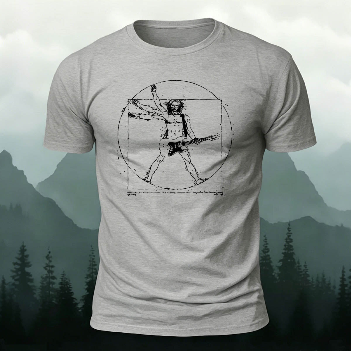 Vitruvian Man Guitar Rock Premium Cotton Tee