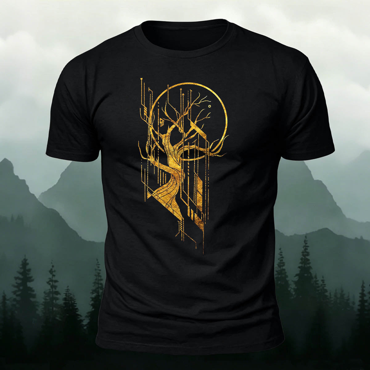 Tech And Nature Tree Premium Cotton Casual Tee