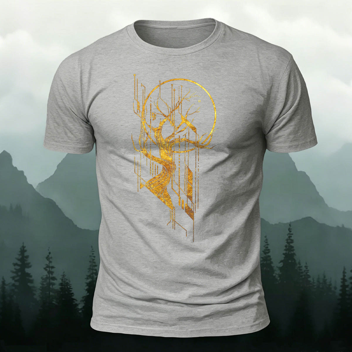 Tech And Nature Tree Premium Cotton Casual Tee