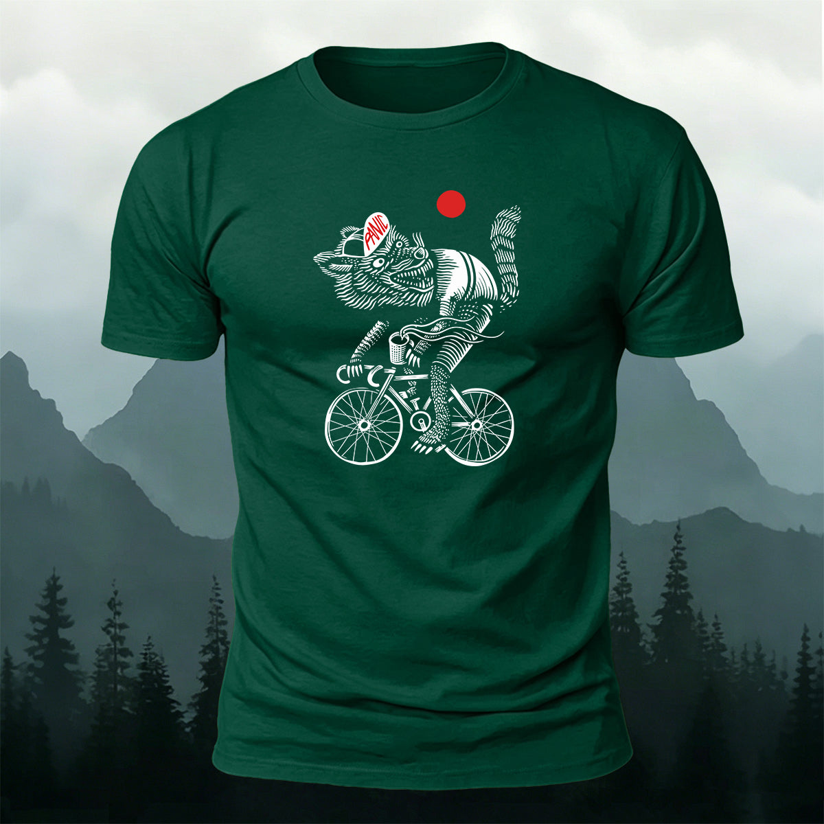 Retro Print Wolf Rider Art Premium Cotton T-Shirt