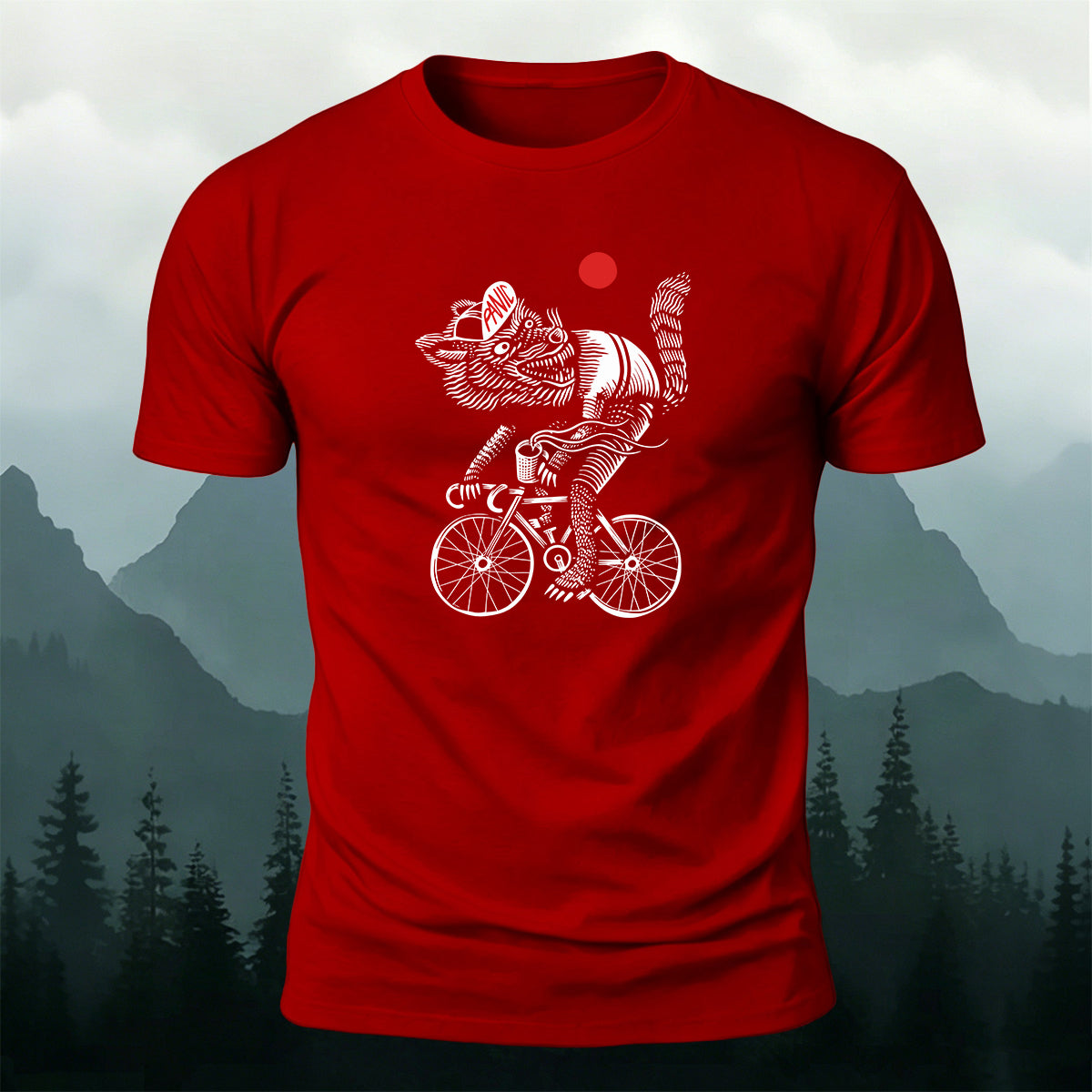Retro Print Wolf Rider Art Premium Cotton T-Shirt