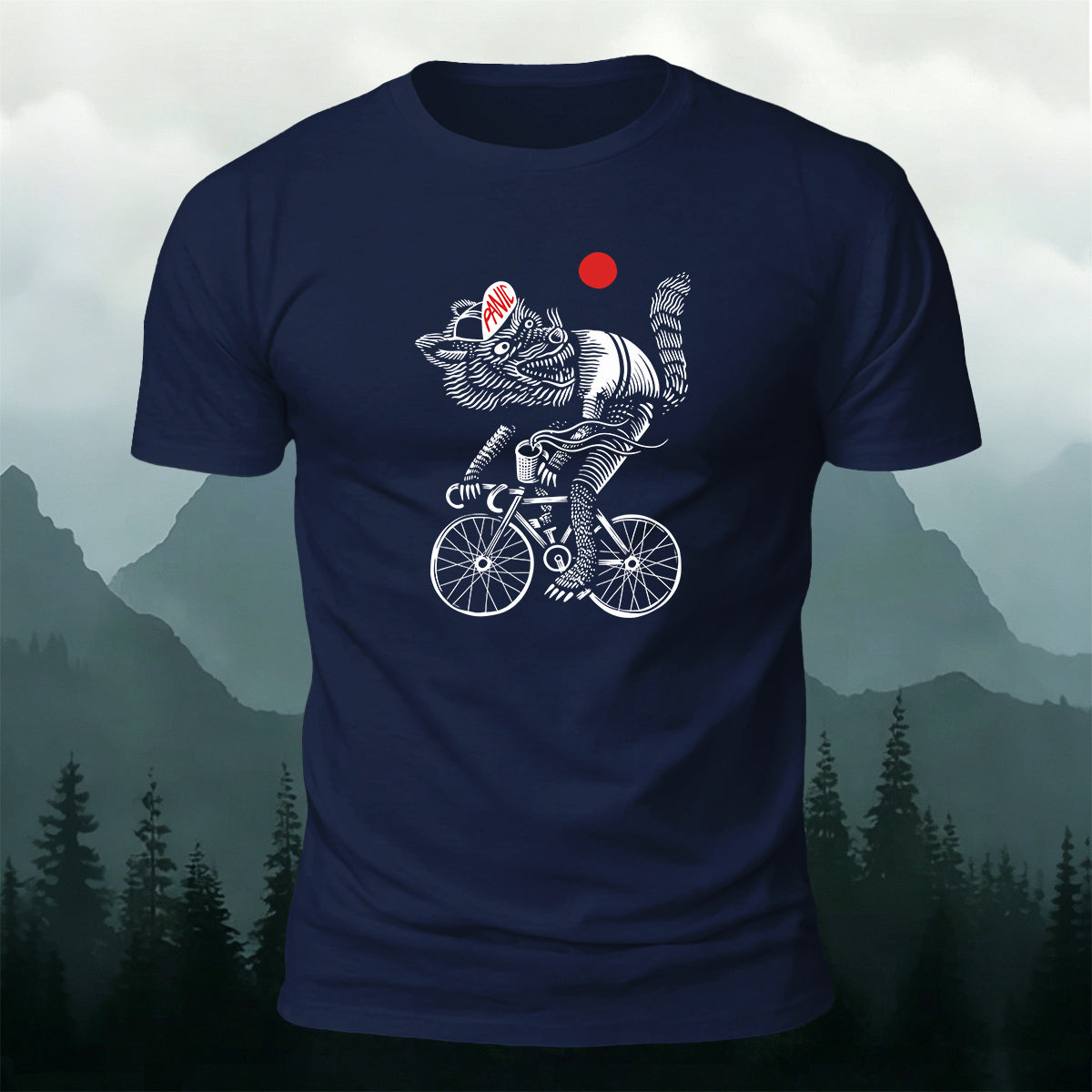 Retro Print Wolf Rider Art Premium Cotton T-Shirt