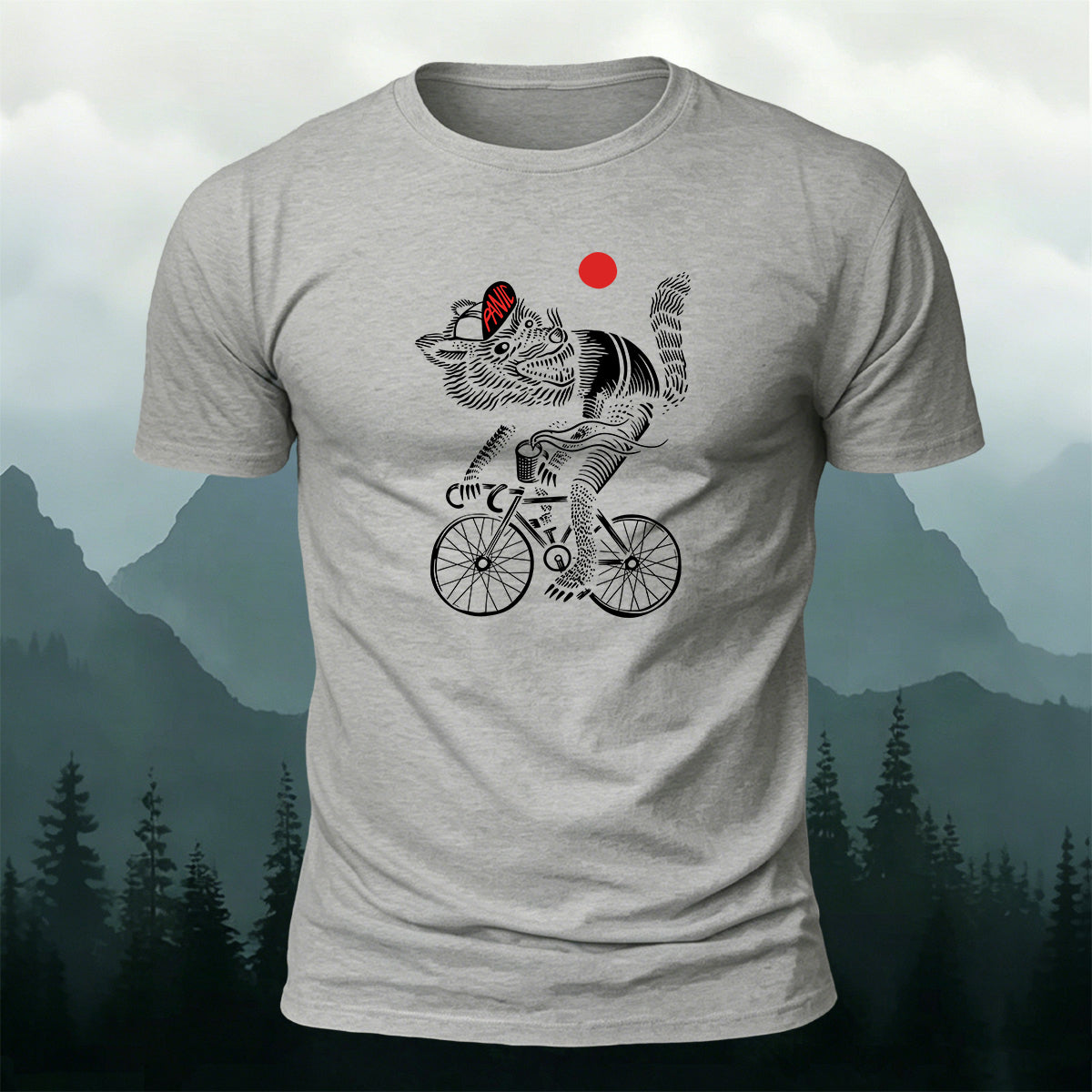 Retro Print Wolf Rider Art Premium Cotton T-Shirt