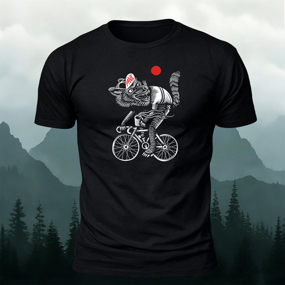 Retro Print Wolf Rider Art Premium Cotton T-Shirt