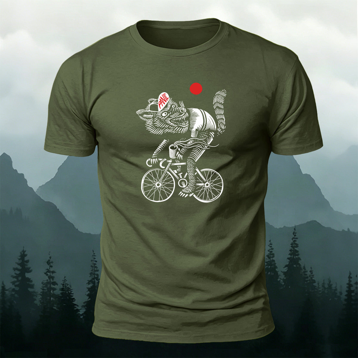 Retro Print Wolf Rider Art Premium Cotton T-Shirt