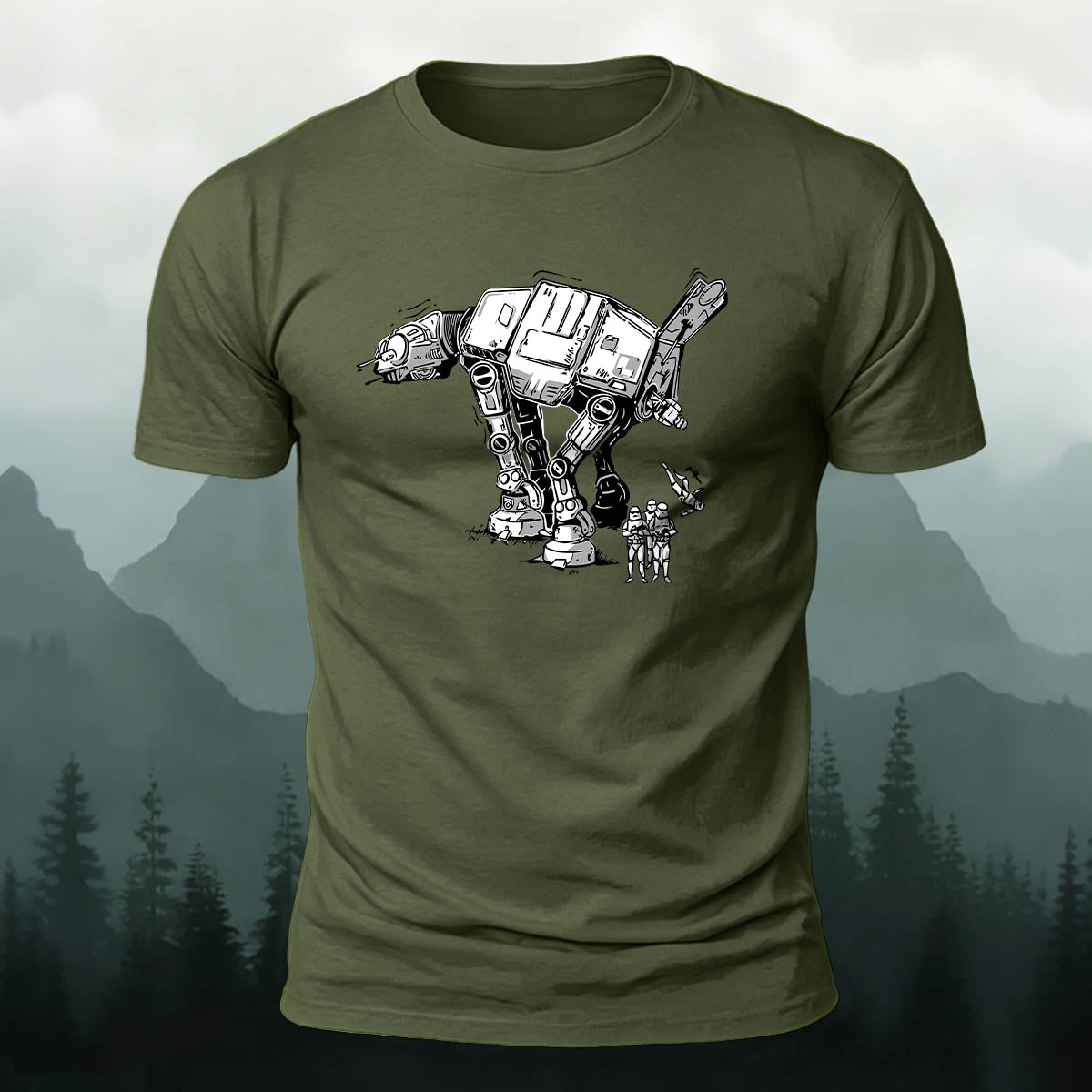 Sci-Fi ATAT Trooper Premium Cotton Casual Tee