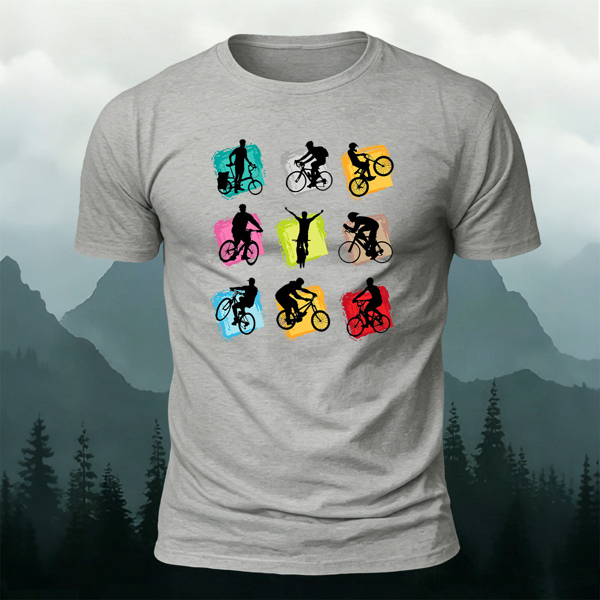 マルチカラー BMX サイクリング シルエット アウトドア カジュアル Tシャツ