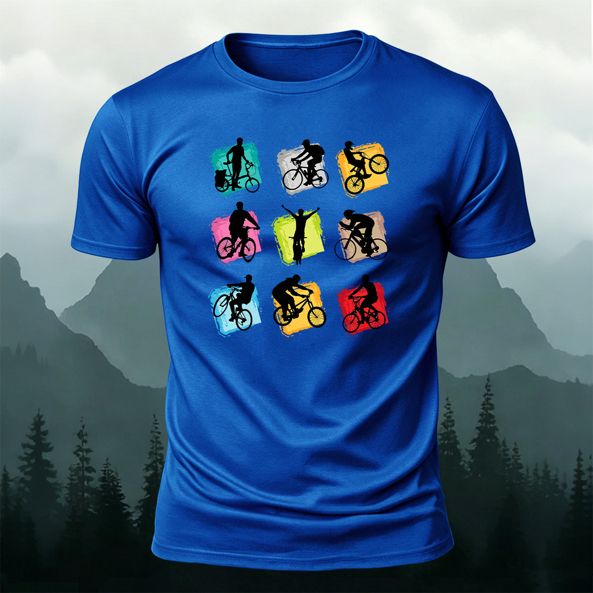 マルチカラー BMX サイクリング シルエット アウトドア カジュアル Tシャツ