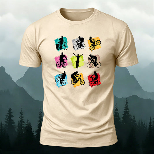 Multi-color BMX Cycling Silhouette Outdoor Casual Tee