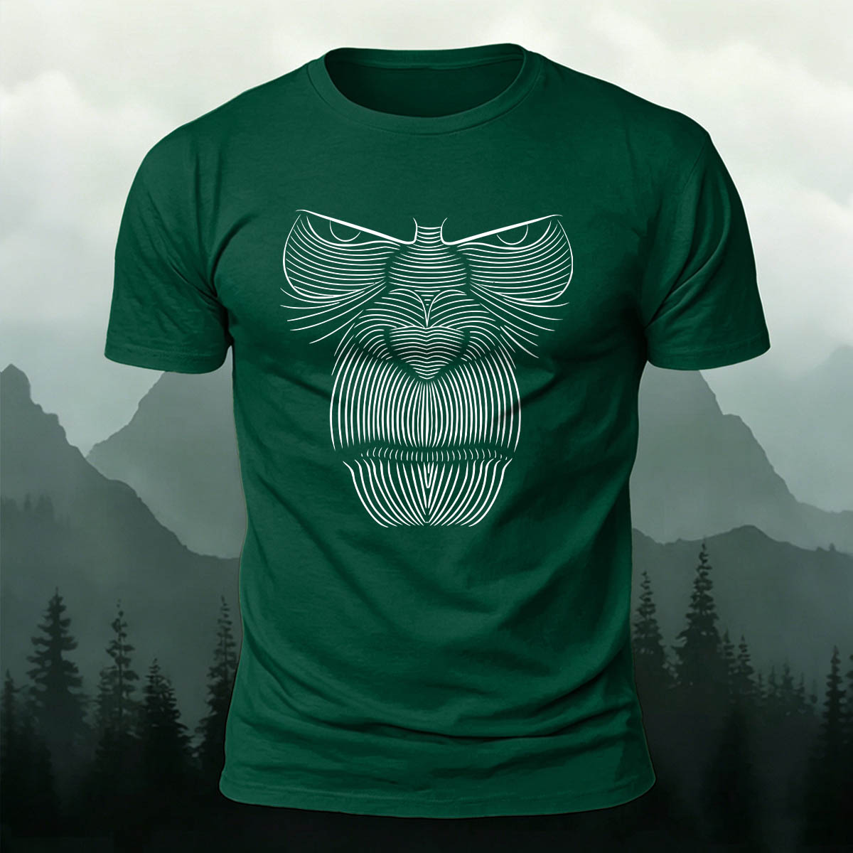 Linework Gorilla Face Casual Premium Cotton T-Shirt