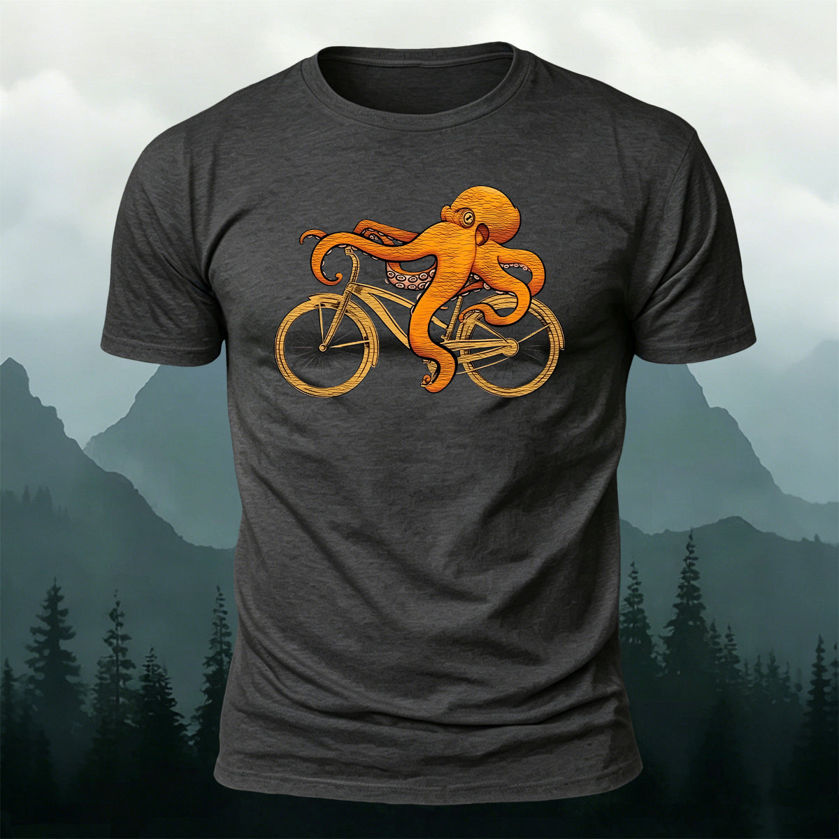 Whimsical Octopus On Bike Art Soft Skin-Friendly T-Shirt
