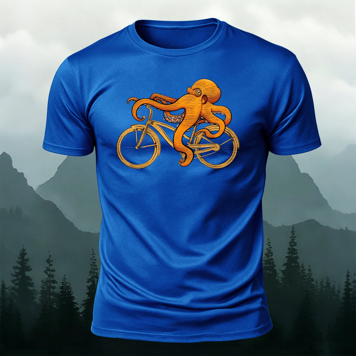 Whimsical Octopus On Bike Art Soft Skin-Friendly T-Shirt