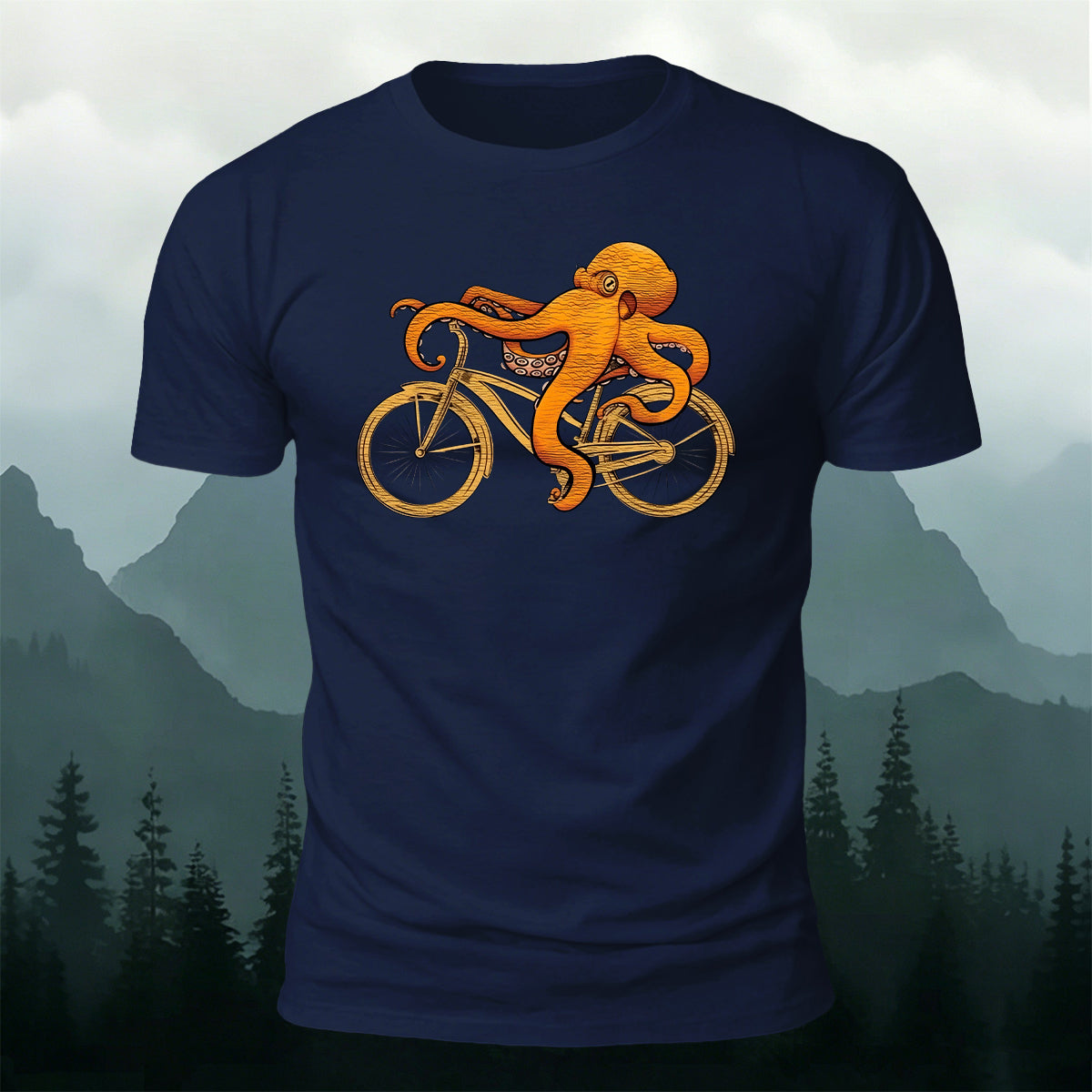 Whimsical Octopus On Bike Art Soft Skin-Friendly T-Shirt