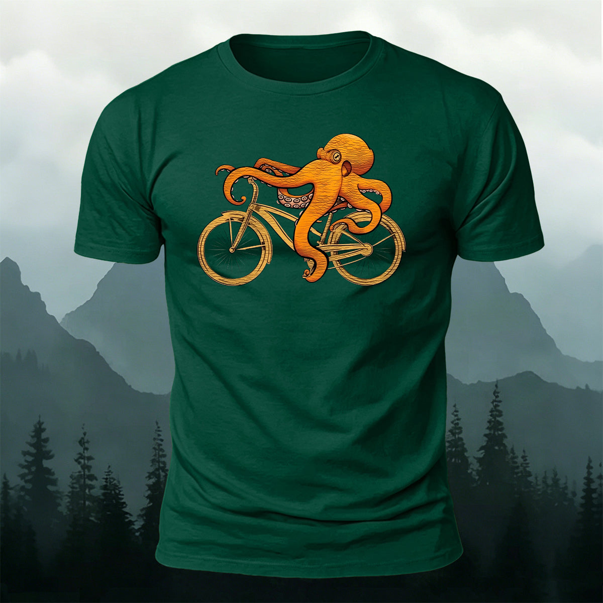 Whimsical Octopus On Bike Art Soft Skin-Friendly T-Shirt
