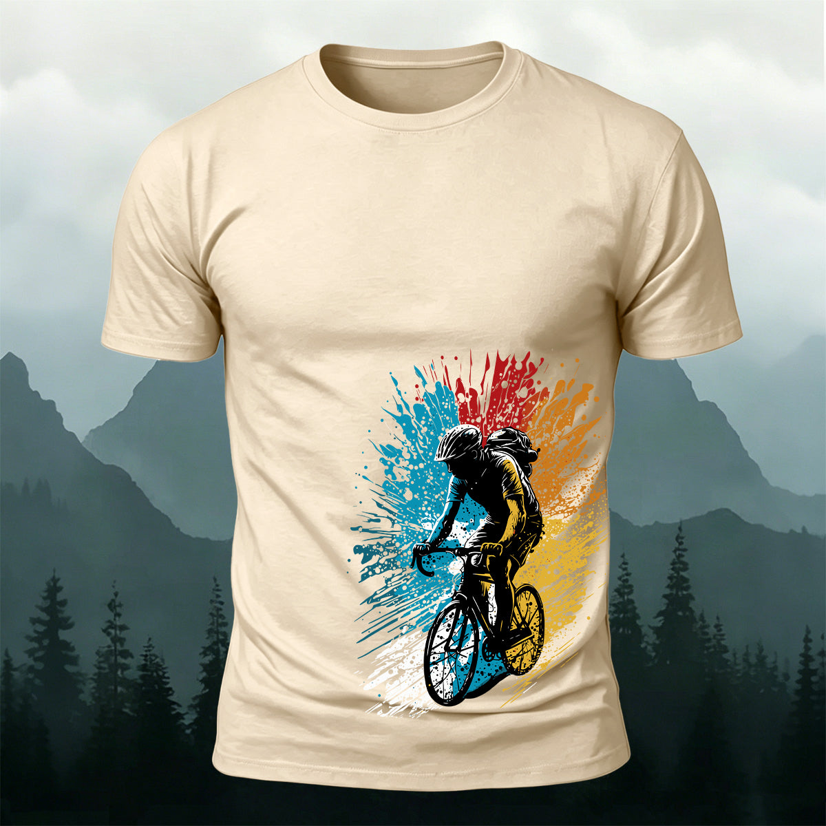 スプラッシュペイント サイクリスト アウトドア プレミアムコットンTシャツ