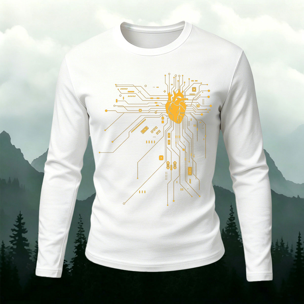 Circuit Board Tech Heart Cyberpunk Long Sleeve Tee