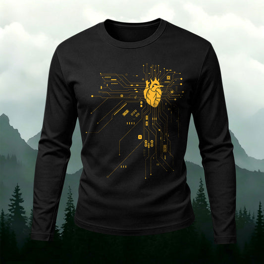 Circuit Board Tech Heart Cyberpunk Long Sleeve Tee