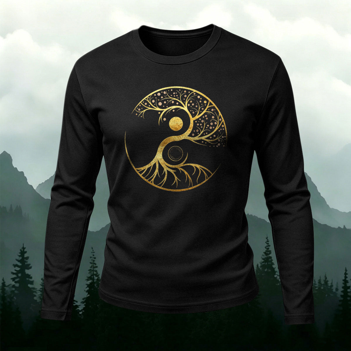 Yin Yang Tree of Life Minimal Long Sleeve T-Shirt