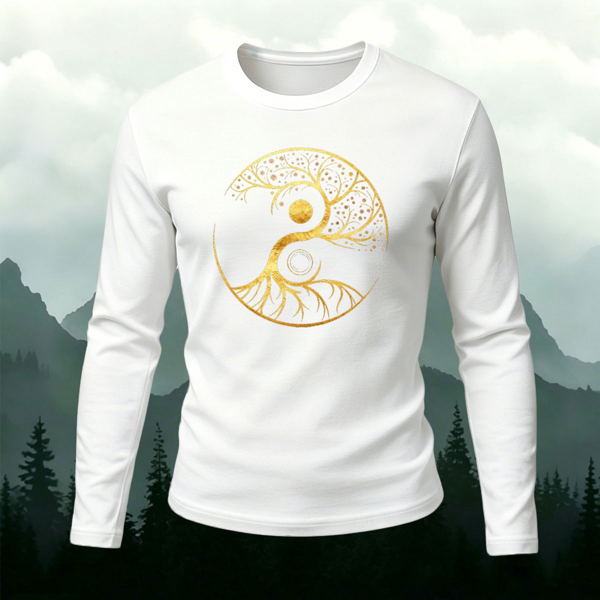 Yin Yang Tree of Life Minimal Long Sleeve T-Shirt