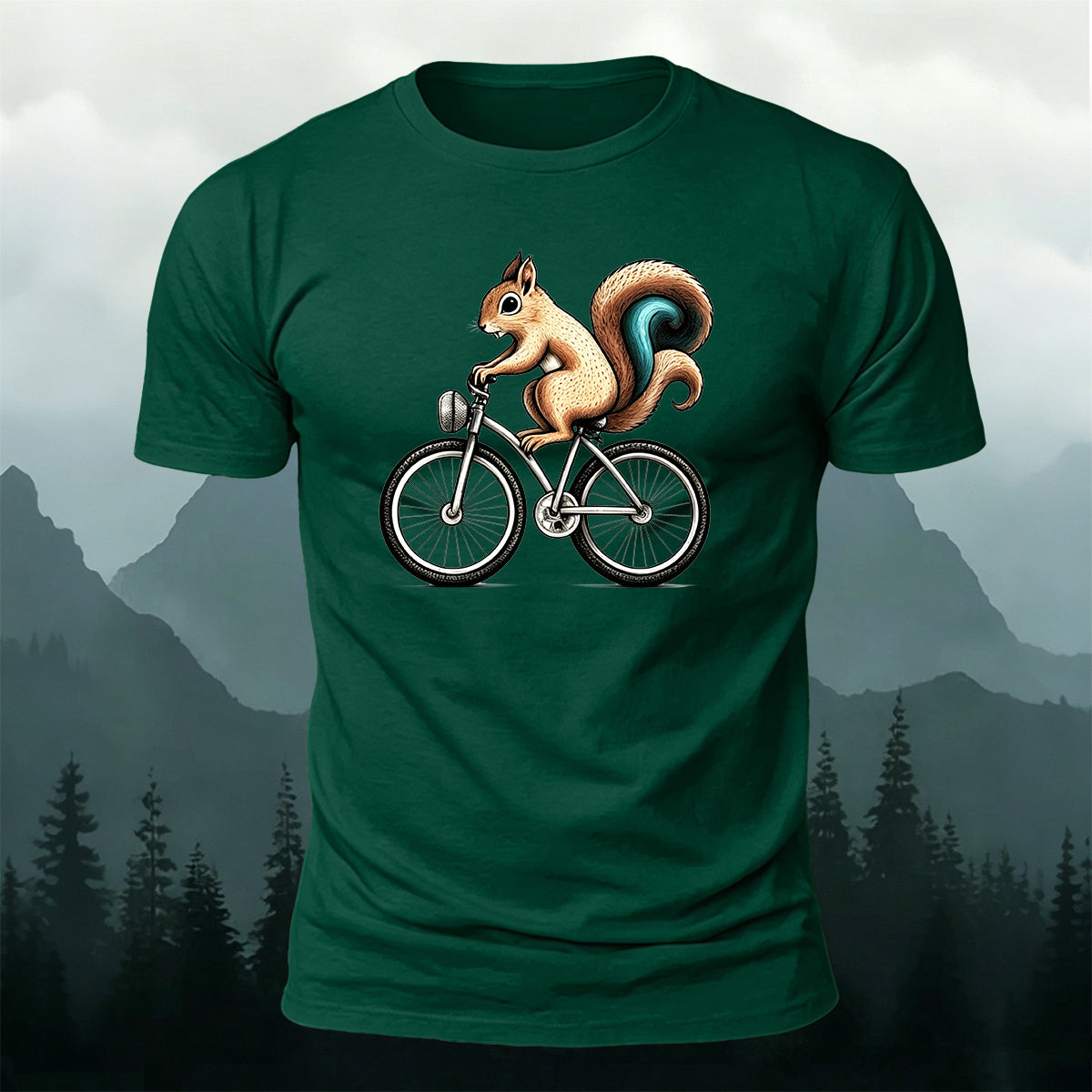 Cute Squirrel Cyclist Casual Premium Cotton T-Shirt