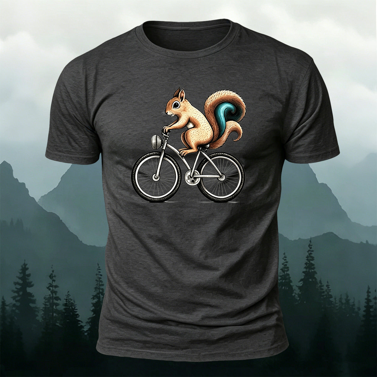 Cute Squirrel Cyclist Casual Premium Cotton T-Shirt
