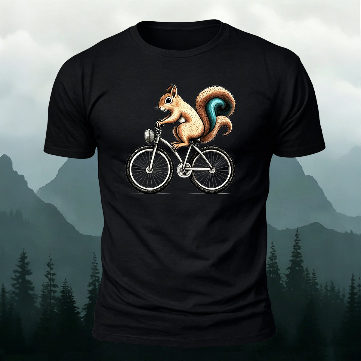 Cute Squirrel Cyclist Casual Premium Cotton T-Shirt