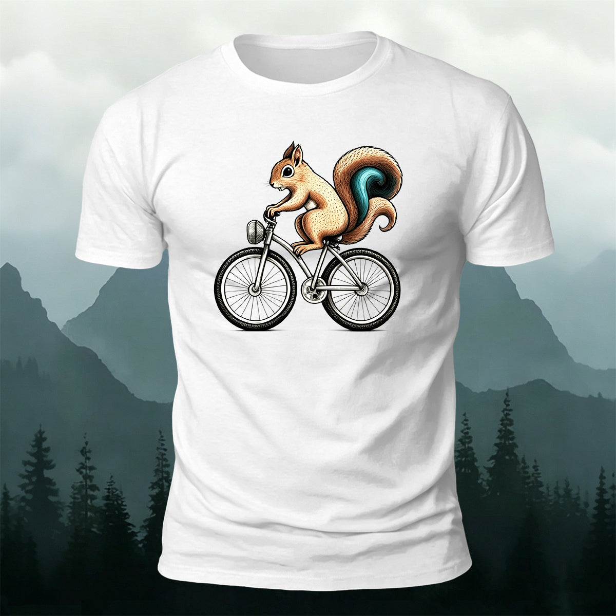 Cute Squirrel Cyclist Casual Premium Cotton T-Shirt