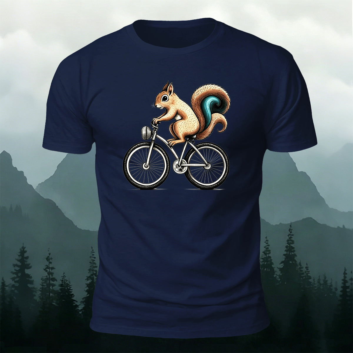 Cute Squirrel Cyclist Casual Premium Cotton T-Shirt